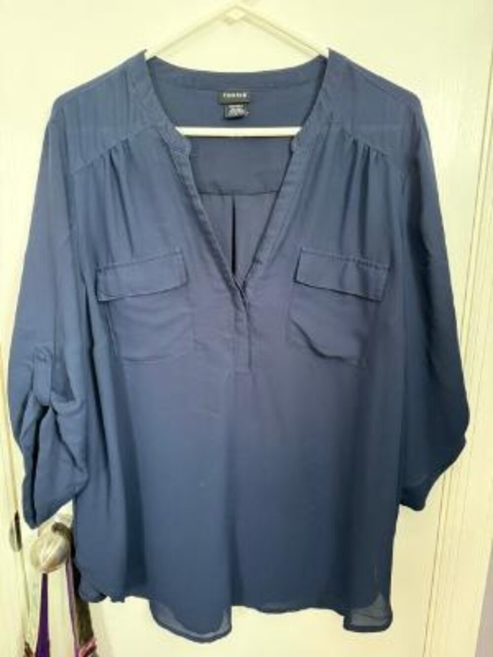 Torrid, Size 2, Navy, Harper Top, 3/4 length sleeves - Picture 2 of 2